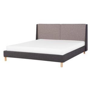 Łóżko ciemnobeżowo-szare - 180x200 cm - łóżko tapicerowane - VALENCE