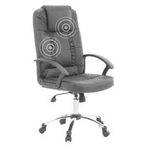 Krzesło biurowe czarne skóra ekologiczna funkcja masażu RELAX
