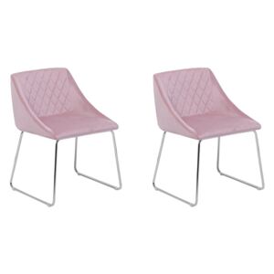 Zestaw do jadalni 2 krzesła welur różowe ARCATA