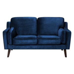 Sofa dwuosobowa tapicerowana welur ciemnoniebieska LOKKA