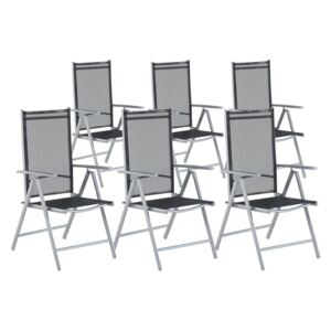 Zestaw do ogrodu 6 krzeseł czarne aluminiowe regulowane CATANIA