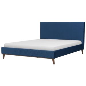 Łóżko niebieskie tapicerowane 180 x 200 cm BAYONNE