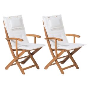 Zestaw 2 krzeseł ogrodowych drewnianych z poduchami MAUI