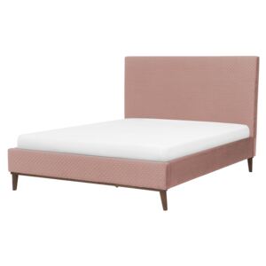 Łóżko różowe tapicerowane 140 x 200 cm BAYONNE
