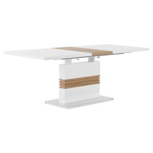 Stół do jadalni biały/jasne drewno 160/200 x 90 cm rozkładany SANTANA