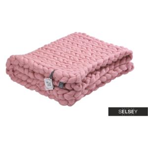 Pled z wełny czesankowej Merino Wool pudrowy róż