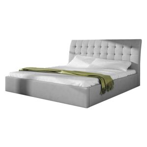 Łóżko tapicerowane 160x200 cm Tessa szare z pojemnikiem
