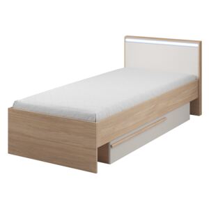 Łóżko z materacem 90x200 cm Joy białe/buk