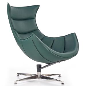 Fotel Lux relaksacyjny skórzany butelkowa zieleń