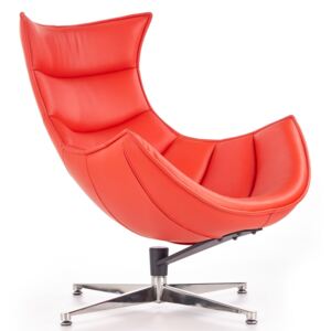 Fotel Lux czerwony relaksacyjny skóra naturalna