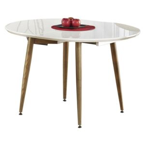 Stół rozkładany Warde 120-200x75 cm owalny biały/dąb san remo