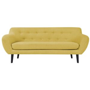 Żółta sofa 3-osobowa z brązowymi nogami Mazzini Sofas Piemont