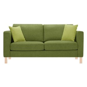 Zielona sofa 3-osobowa z 2 jasnozielonymi poduszkami Stella Cadente Maison Canoa