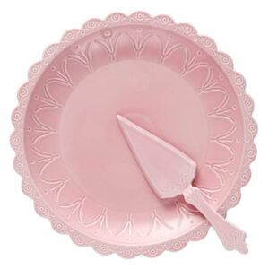 Zestaw różowego talerza na tort i łopatki Ladelle Bake