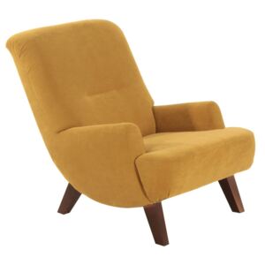 Żółty fotel z ciemnobrązowymi nogami Max Winzer Brandford Velor