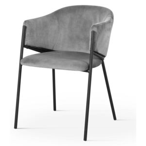 Krzesło tapicerowane Le Narcisse szare na czarnych nogach