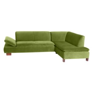 Zielona sofa narożna prawostronna z regulowanym podłokietnikiem Max Winzer Terrence Williams