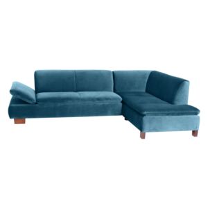 Niebieska sofa narożna prawostronna z regulowanym podłokietnikiem Max Winzer Terrence Williams