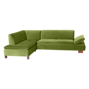 Zielona sofa narożna lewostronna z regulowanym podłokietnikiem Max Winzer Terrence Williams