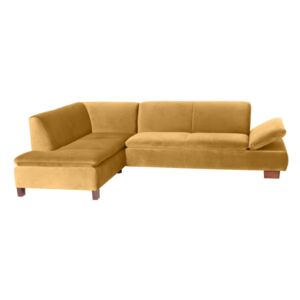 Żółta sofa narożna lewostronna z regulowanym podłokietnikiem Max Winzer Terrence Williams