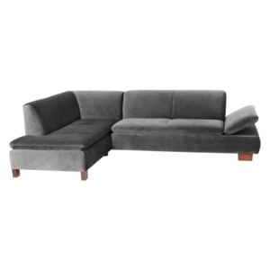 Antracytowa sofa narożna lewostronna z regulowanym podłokietnikiem Max Winzer Terrence Williams
