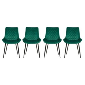 4 Nowoczesne Krzesła Tapicerowane ▪️ Belini ▪️ Welur Zielony
