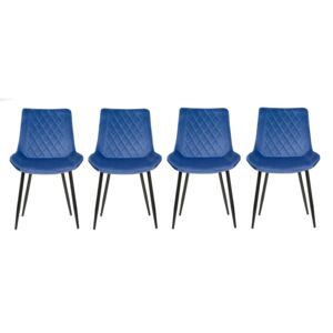 4 Nowoczesne Krzesła Tapicerowane ▪️ Belini ▪️ Welur Niebieski