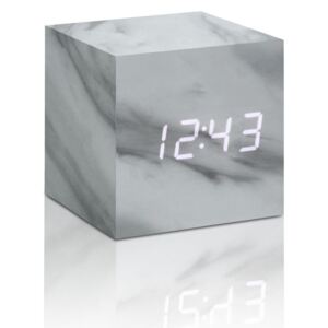 Marmurowy budzik z białym wyświetlaczem LED Gingko Cube Clic Clock