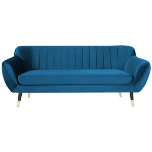 Niebieska sofa 3-osobowa z czarnymi nogami Mazzini Sofas Benito