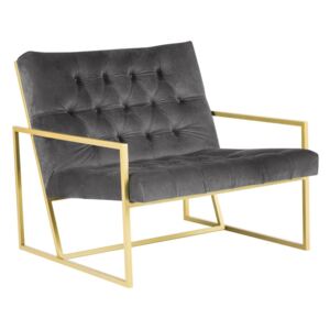 Szary fotel z konstrukcją w kolorze złota Mazzini Sofas Bono