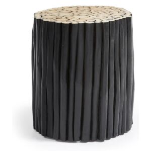 Czarny taboret z drewna tekowego La Forma Filipo, ⌀ 35 cm