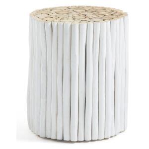 Biały stołek z drewna tekowego La Forma Filippo, ⌀ 35 cm