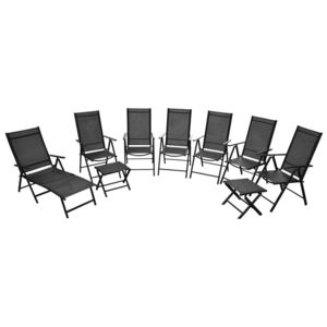 Składane krzesła ogrodowe, 9 szt., aluminium, czarne