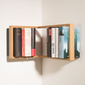 Narożna półka na książki z drewna dębowego das kleine b b1, 50x35x23 cm