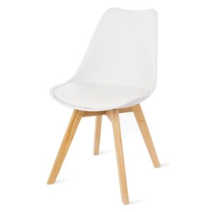 Białe krzesło z bukowymi nogami loomi.design Retro