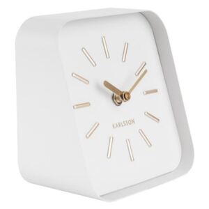 Biały metalowy zegar stołowy Karlsson Squared