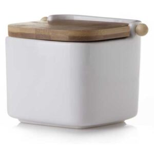 Biały pojemnik ceramiczny na sól Unimasa