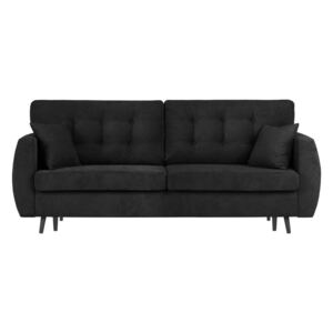 Czarna 3-osobowa sofa rozkładana ze schowkiem Cosmopolitan design Rotterdam, 231x98x95 cm