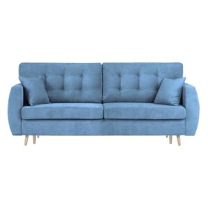 Niebieska 3-osobowa sofa rozkładana ze schowkiem Cosmopolitan design Amsterdam, 231x98x95 cm