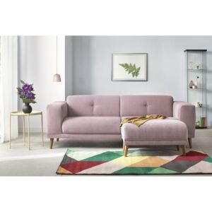 Różowa sofa 3-osobowa z podnóżkiem Bobochic Paris Luna