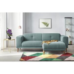 Niebieska sofa 3-osobowa z podnóżkiem Bobochic Paris Luna