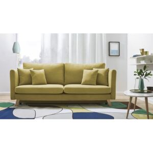Żółta rozkładana sofa 3-osobowa Bobochic Paris Triplo