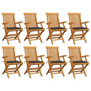 Krzesła ogrodowe z poduszkami taupe, 8 szt., lite drewno tekowe