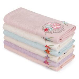 Zestaw 6 kolorowych ręczników z czystej bawełny Poppy, 30x50 cm