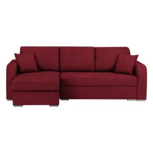 Ciemnoczerwona 3-osobowa narożna rozkładana sofa ze schowkiem Melart Louise