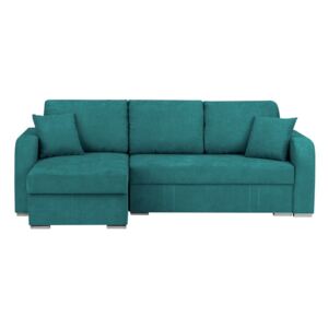 Turkusowa 3-osobowa narożna rozkładana sofa ze schowkiem Melart Louise