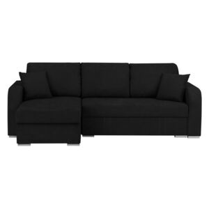 Czarna 3-osobowa narożna rozkładana sofa ze schowkiem Melart Louise