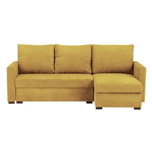 Żółta 3-osobowa narożna rozkładana sofa ze schowkiem Melart Andy
