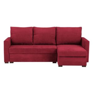 Czerwona 3-osobowa narożna rozkładana sofa ze schowkiem Melart Andy