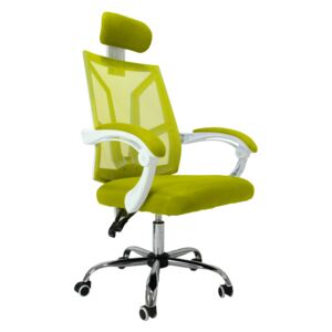 Biało-zielony fotel obrotowy do biura - Roiso